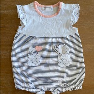 Mayoral Baby Girl romper With Elephant pocket and stripes size 1-2 Months